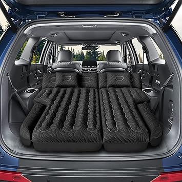 Inflatable SUV Air Mattress Bed, Double-Sided Flocking Travel Camping Bed with Air Pump and 2 Pillows for Universal SUV