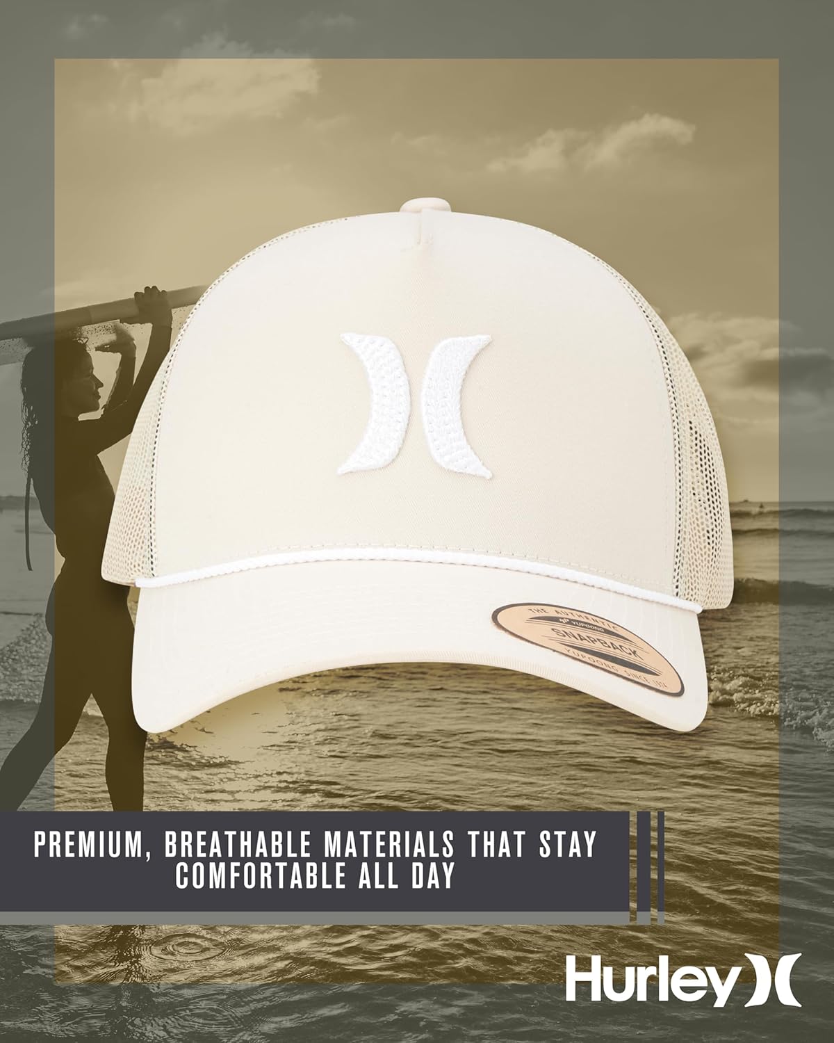 Hurley Men's Trucker Hat - High Icon Snap Back Comfortable Curved Bill with Adjustable Snap Closure - Trucker Hats for Men
