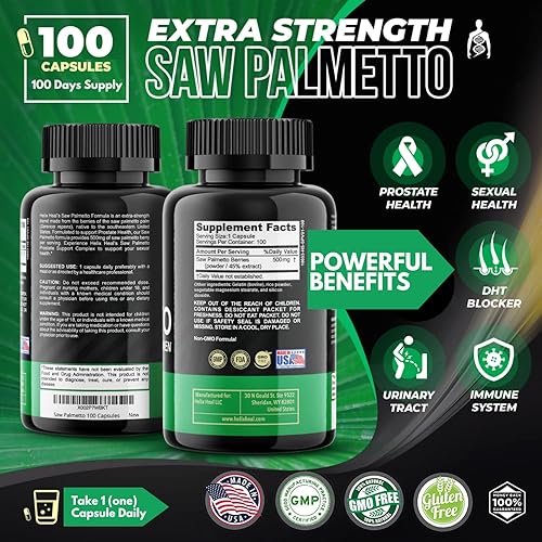Miniatura 2 de Saw Palmetto para hombres – Suplementos para la salud de la próstata para hombres Salud urinaria – Bloqueador natural de DHT, 500 mg tratamientos