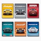Pera Print Car Posters Supercar Poster Sports Car Poster Racing Car Man Cave Posters Art Prints For Walls Racing Car Trendy Super Cars Wall Art For Boys Bedroom (Unframe, 8x10inch, 6pcs)