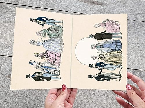 Miniatura 2 de PIXILUV Tarjeta de felicitación de feliz cumpleaños  Hombres y mujeres de la década de 1850 fuera con árboles exuberantes  Deseos de cumpleaños