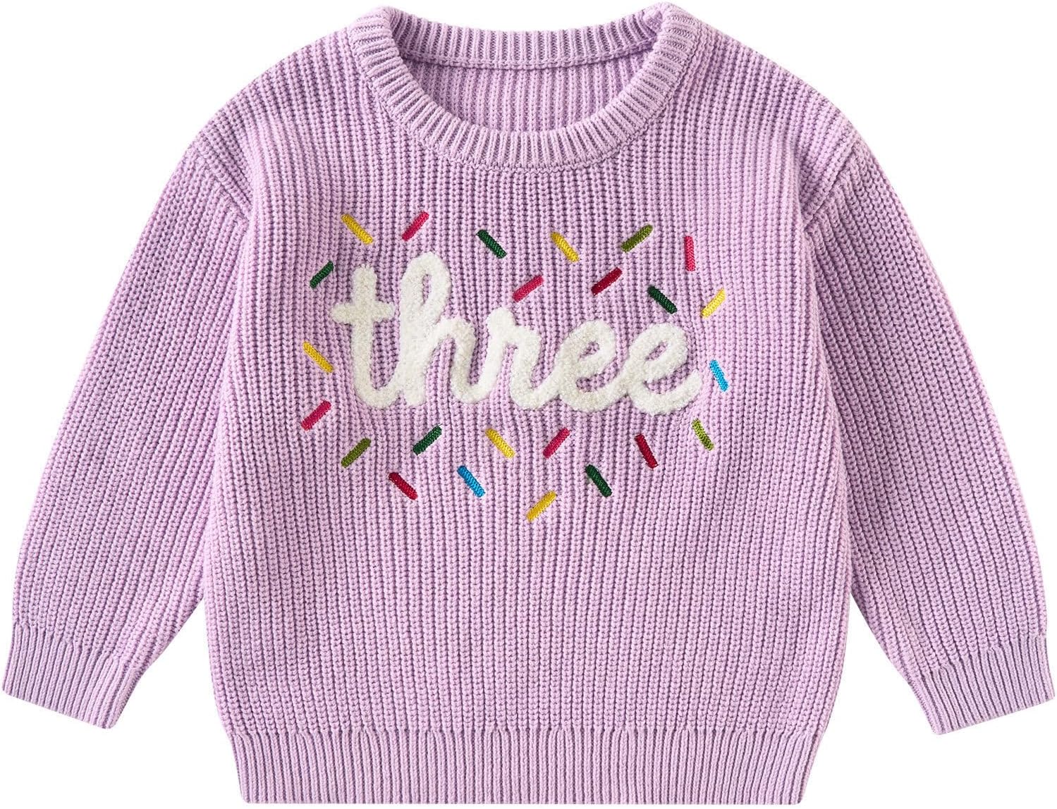 Kids4ever Baby Girl 1st Birthday Knit Sweater Embroidery Letter