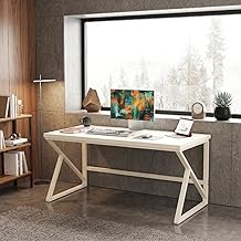 Klaxon Modern Computer Table for Home PC – Multipurpose Office Desk for Home & Work | Gaming Table, Computer Table, Desktop Table for Home Office (K Type - White, DIY Installation)