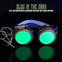 Vista 16 de Lentes estilo victoriano Steampunk con diseño de brújula, lentes de colores y lupa ocular A.Azul