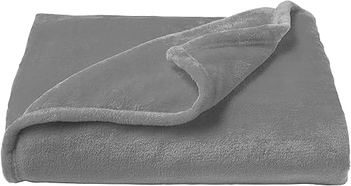 Miniatura 8 de Lavish Home Manta de terciopelo de microfibra de gran tamaño, de poliéster sólido, transpirable y lavable a máquina, color gris piedra