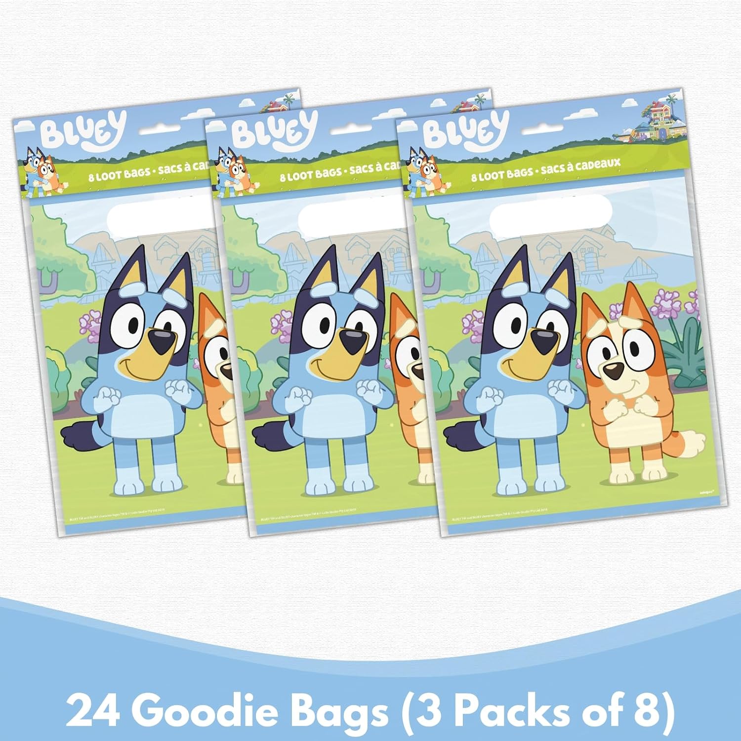 Unique Bluey Birthday Party Supplies Set - Bundle with 24 Plastic Bluey Party Favor Bags and Checklist – Bluey Birthday Decorations - Party Supplies