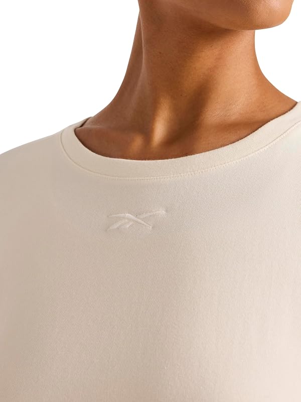 Reebok Women’s Embroidery Hit Graphic Crewneck T-Shirt, Standard Fit, Lightweight Stretch Cotton Fabric, Alabaster, Medium by Reebok - Used condition - Image 4