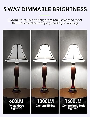 Miniatura 2 de LOHAS - Bombillas LED de 3 vías, paquete de 4, equivalente a 50100150 W, luz blanca diurna 5000 K, base A19 E26 para escritorio, piso, lámparas de