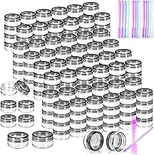 MotBach 100 Pack 3g 5g Plastic Jars Round Clear Cosmetic Containers with Lids, 3ml 5ml Travel Size Containers Sample Jars with Spatula for Makeup Cosmetic Sample Lotion Cream Balm Salve Powder Travel