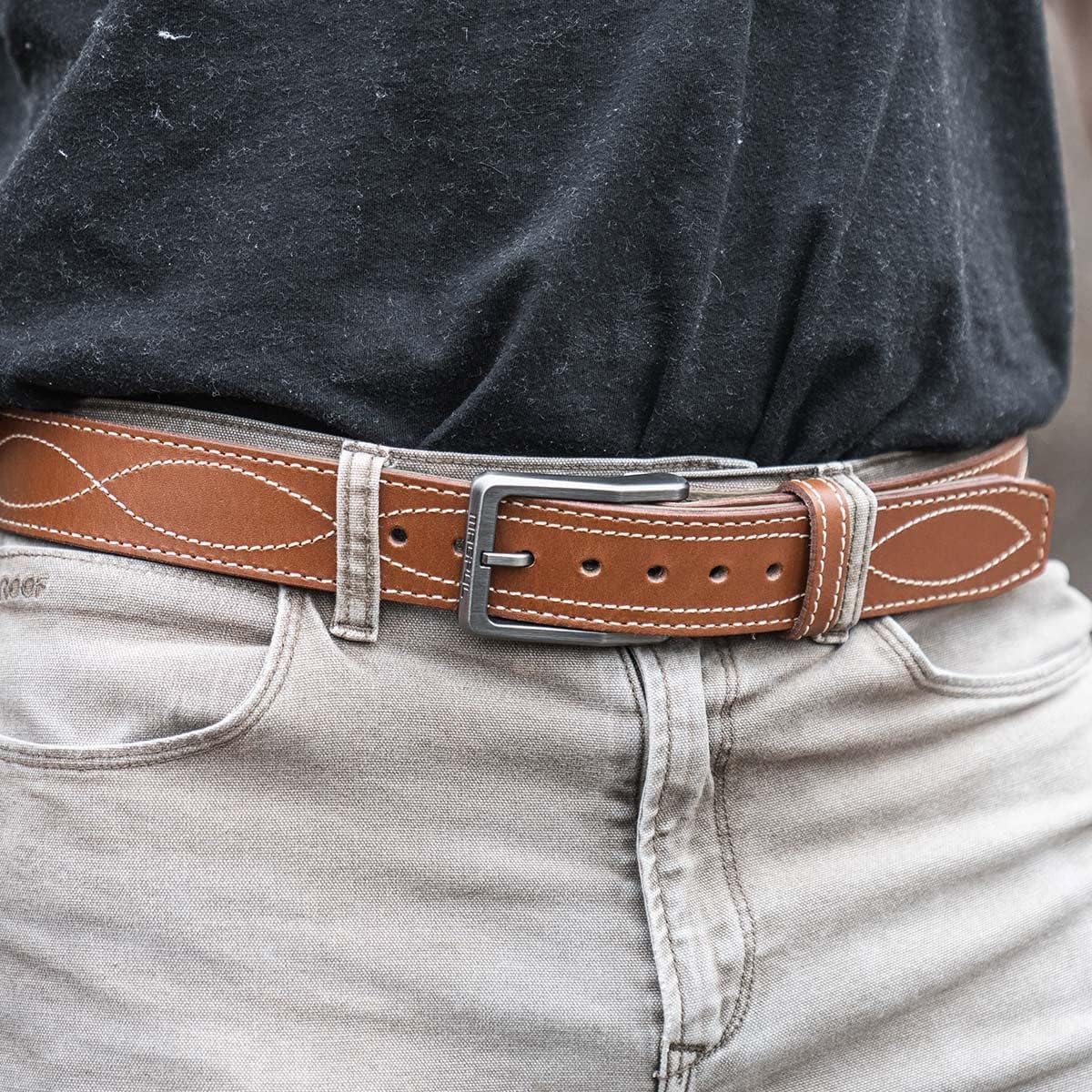 Magpul Tejas Gun Belt El Pistolero Concealed Carry CCW Belt for Men Made of Bullhide Leather and Reinforced Polymer, Light Brown, 44