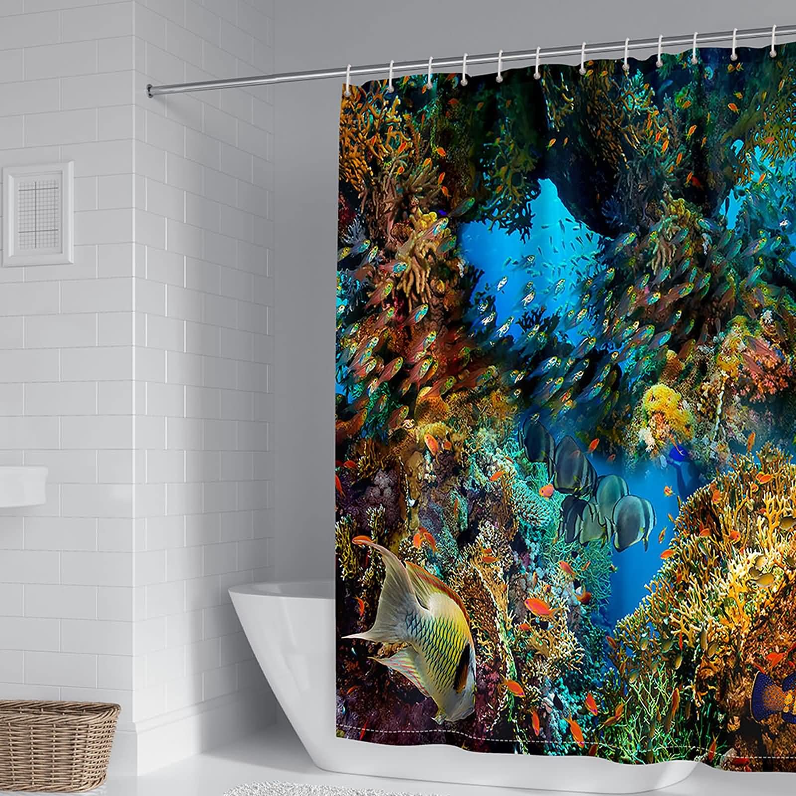 Rideau de douche poisson rideaux salle de bain polyester 180x200