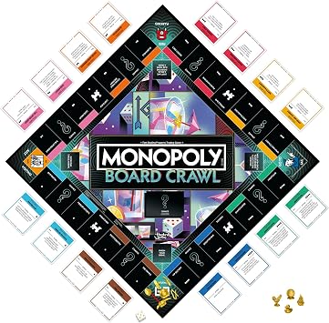 Monopoly Board Crawl Party Game, Official Monopoly Drinking Game for Adults Ages 18+ English Version
