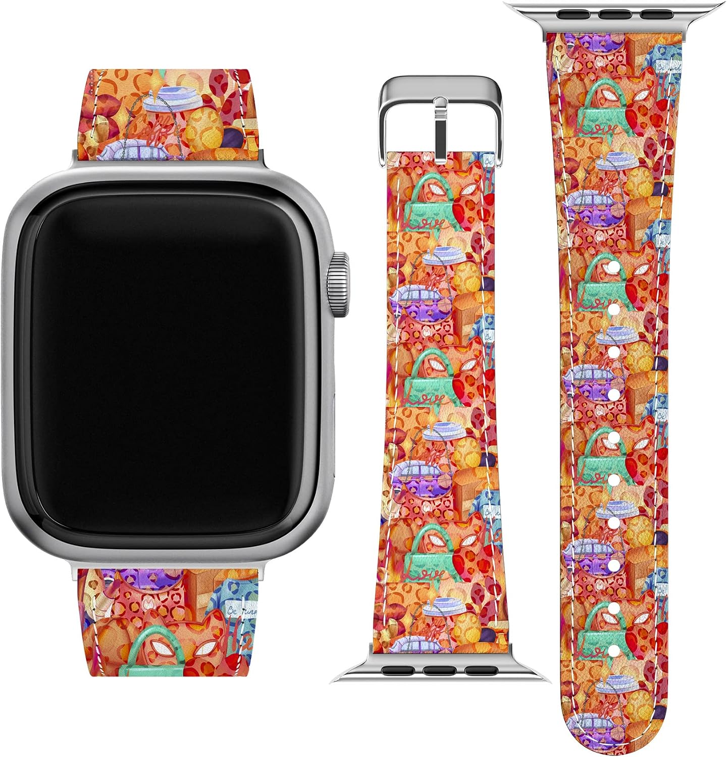 Wrist Band Compatible for Apple Watch Series 7/6/5/4/3/2/1/SE & Matching Phone Case Replacement Strap 38-40-42-44 mm PU Leather Glam Cheetah Coffee Leopard Spots Print Fashion Girly Bracelet image 5