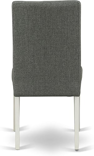 Miniatura 8 de East West Furniture DRP2T07 Driscol Parson - Sillas de comedor de tela de lino gris, juego de 2, color blanco lino