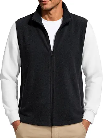 MAGCOMSEN Men's Fleece Vest Lightweight Zip Up Warm with 4 Pockets for Golf