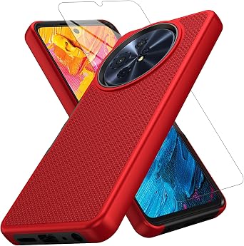 for TCL 60 XE NXTPAPER 5G/ TCL 50 XL 5G Case, with Screen Protector, Dual Layer Shockproof Protective Red