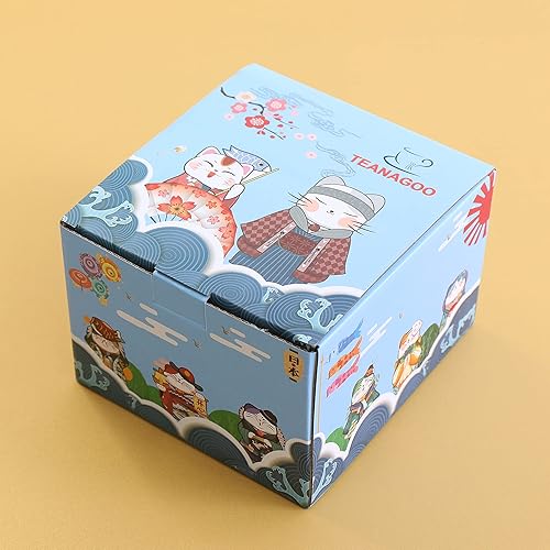 Miniatura 6 de TEANAGOO Taza infusora de té de cerámica para gatos con tapa, 15.6 fl oz  16 onzas, degradado de negro a blanco, juego de tazas de té japonesas