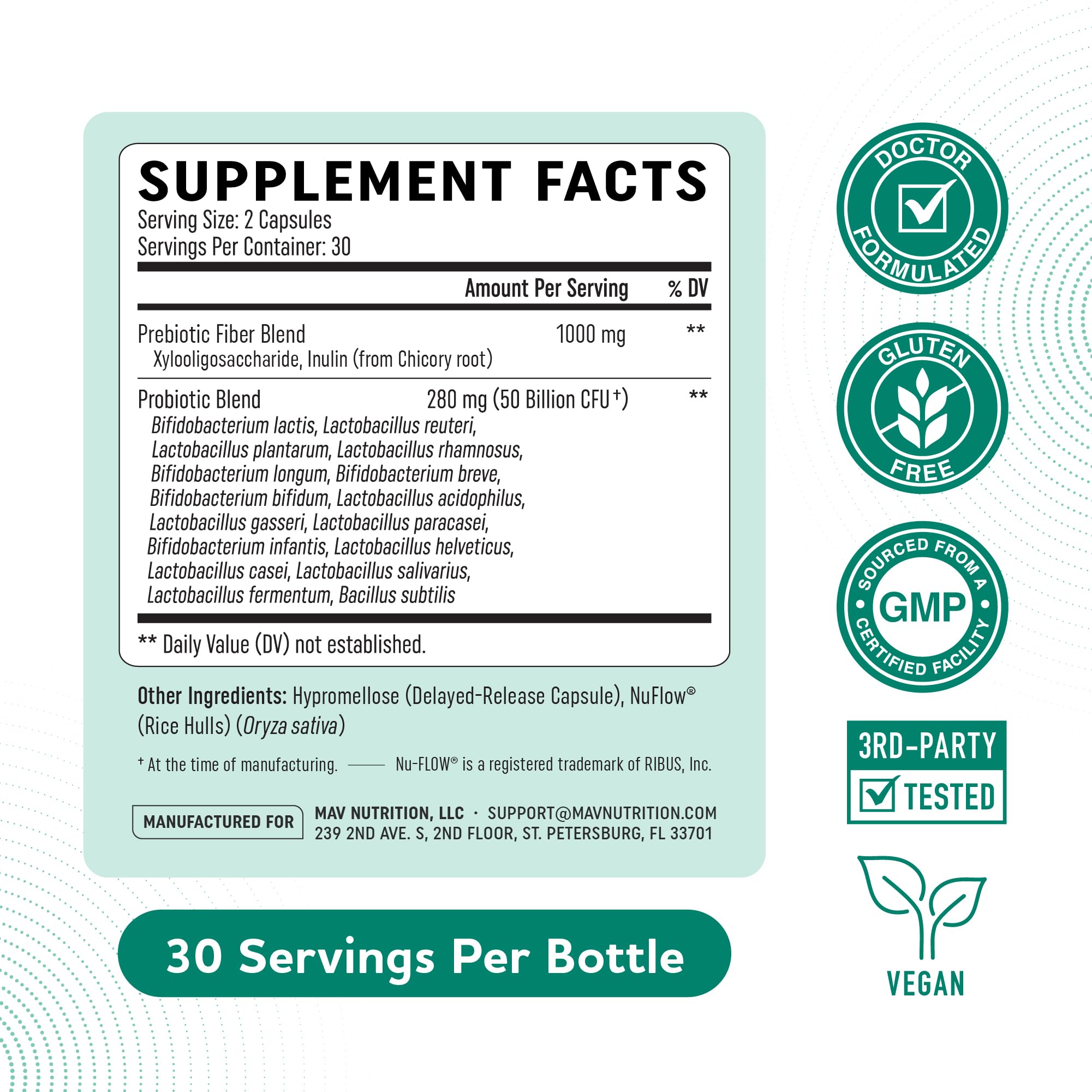 Prebiotics and Probiotics, 50 Billion CFU, 16 Probiotic Strains & Inulin — Amazon image 6