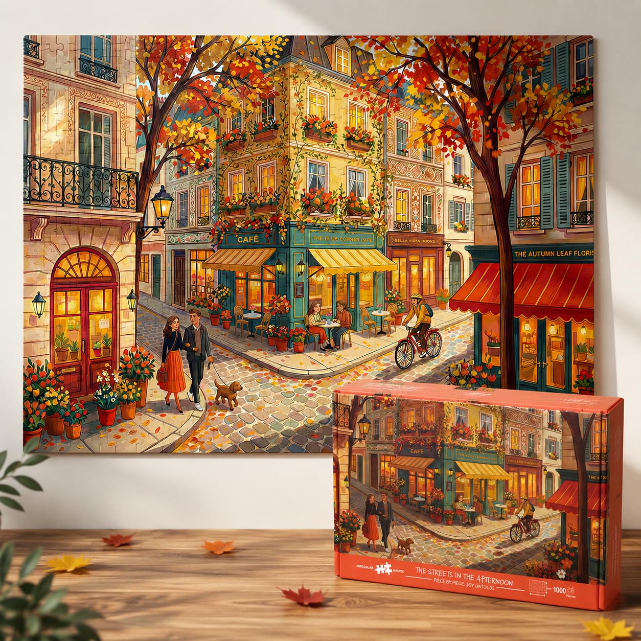 1000 Piece Jigsaw Puzzle for Adults – Cosy European Afternoon Street Scene, Premium White Cardboard, 70 x 50 cm, Challenging & Relaxing Art Puzzle, Home Decor