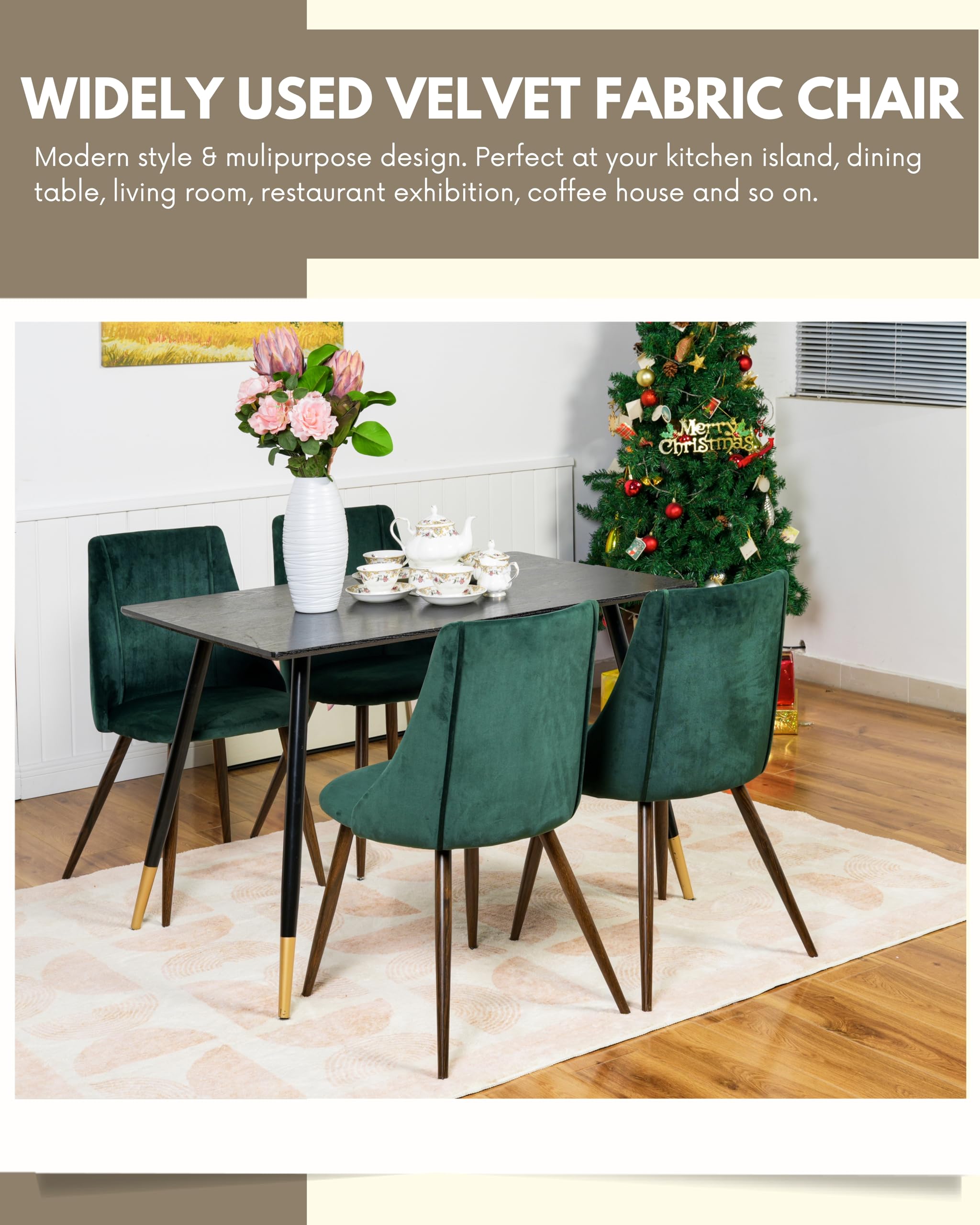 Amazon｜FurnitureR ダイニングチェア 2個セット ベルベット布張り 