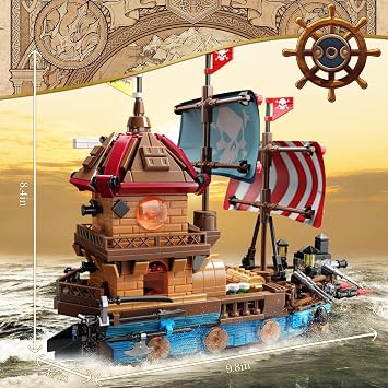 Pirate Ship Building Blocks Set with LED Lights-Compatible Standard Brick,916Pcs Pirates Boats Medieval Pearl Pirate Ship Model Creative Decor Halloween Christmas Birthdays Party Gifts for Teens