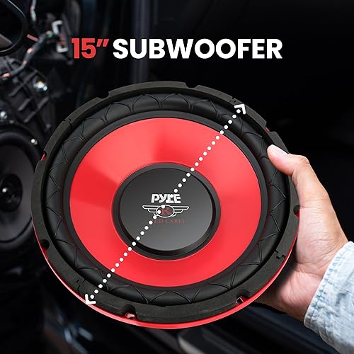 Miniatura 9 de Pyle Altavoz de audio para subwoofer de vehículo de automóvil, cono galvanizado rojo de 10 pulgadas, cesta de plástico roja, bobina de voz Kapton de