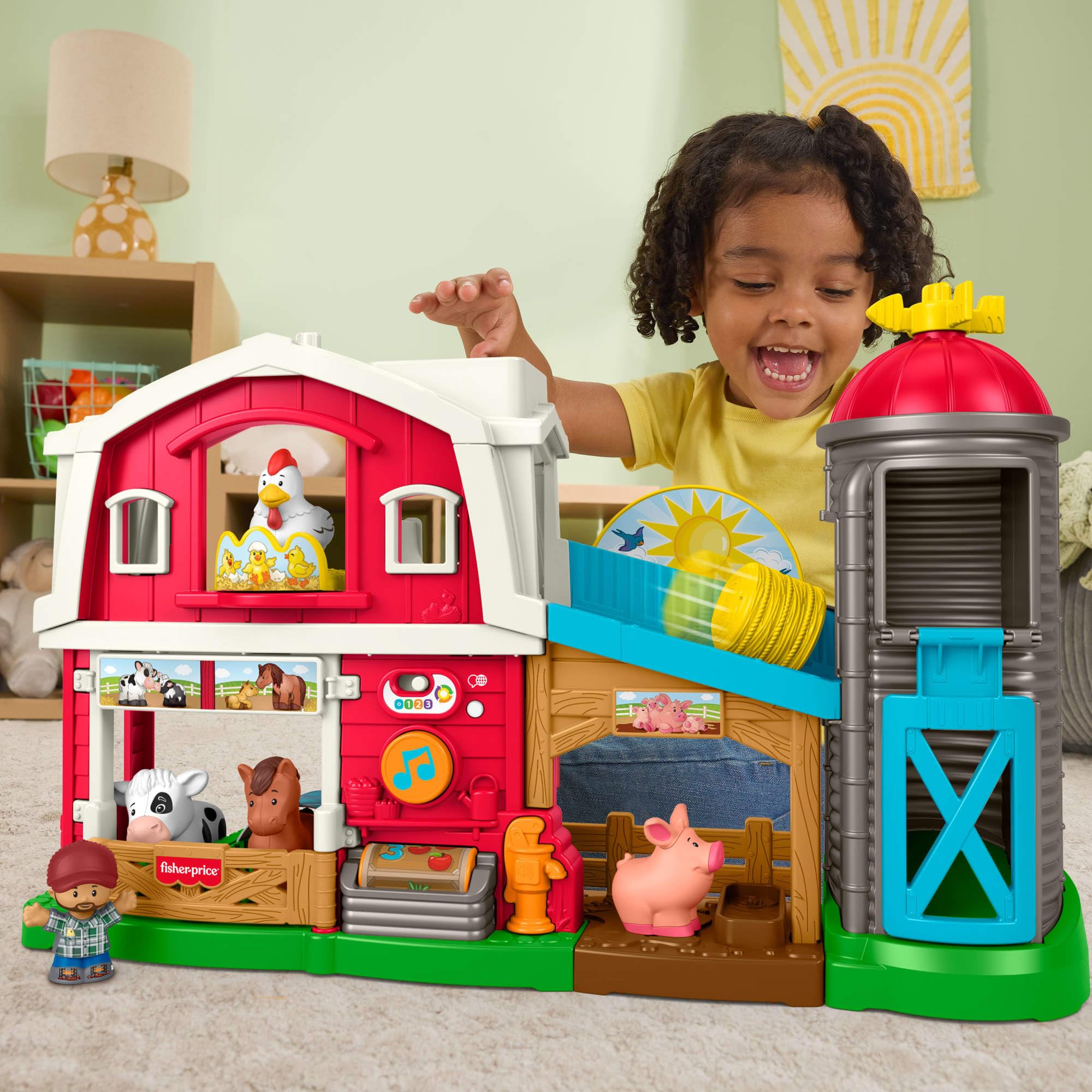Fisher-Price Little People – La Fattoria degli Animali. Playset interattivo per bambini dai 1 ai 5 anni. Edizione in italiano, spagnolo, castigliano, portoghese e inglese, JGX09
