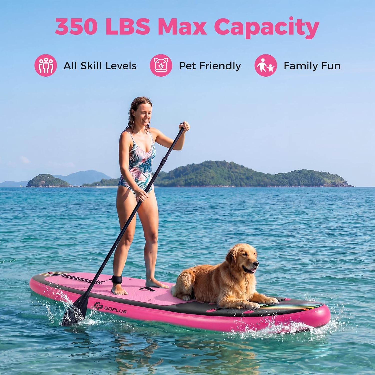 Goplus Inflatable Stand Up Paddle Board, 10FT/10.5FT/11FT SUP with Accessory Pack, Adjustable Paddle, Carry Bag, Fin, Hand Pump, Leash, Repair Kit