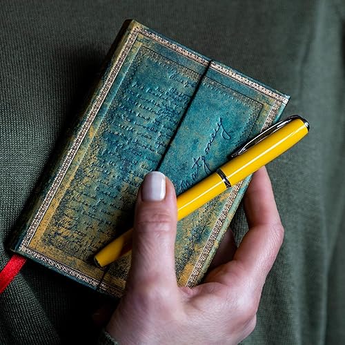 Vista 4 de ZenZoi Pluma estilográfica amarilla – Hermoso bolígrafo para mujeres, hombres. Punta fina Schmidt de escritura suave. Juego de regalo de pluma