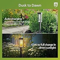 Vista 6 de Philips 8 Packs Solar Pathway Lights Outdoor, Glass Metal Led Garden Landscape Lightings, 3000K Warm White, Waterproof for Decor Yard, Walkway