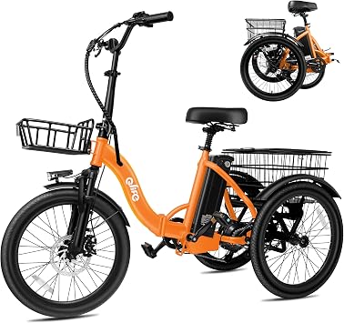 Qlife Triker Electric Bike, 1200W Brushless Motor Folding Trike Ebike, 48V10.4AH Removable Battery, 3 Wheel Electric Bicycle, 18 Tire Tricycle for Adults