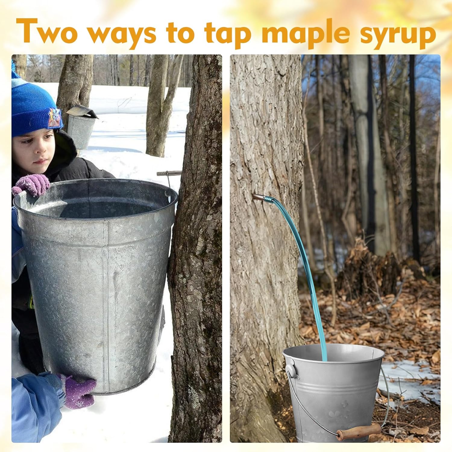 6 Sets Maple Syrup Tapping Kit - 6 Stainless Maple Tap Spiles & Hooks, 6 Tubing, 2 Cleaning Brushes, 6 Filters, Complete Maple Tree Tapping Kit for Maple Syrup Tap Supplies Home Use