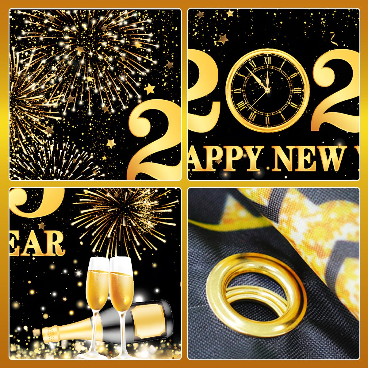 Giugio Décoration du Nouvel An 2025 - Bannière de Fond 180 cm x 110 cm - Bonne Année - Happy New Year - Thème pour Décoration Intérieure et Extérieure
