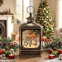 Vista 3 de Linterna de globo de nieve de Navidad, linterna brillante de agua iluminada con cable USB y funciona a baterías, para regalos y decoración de Papá