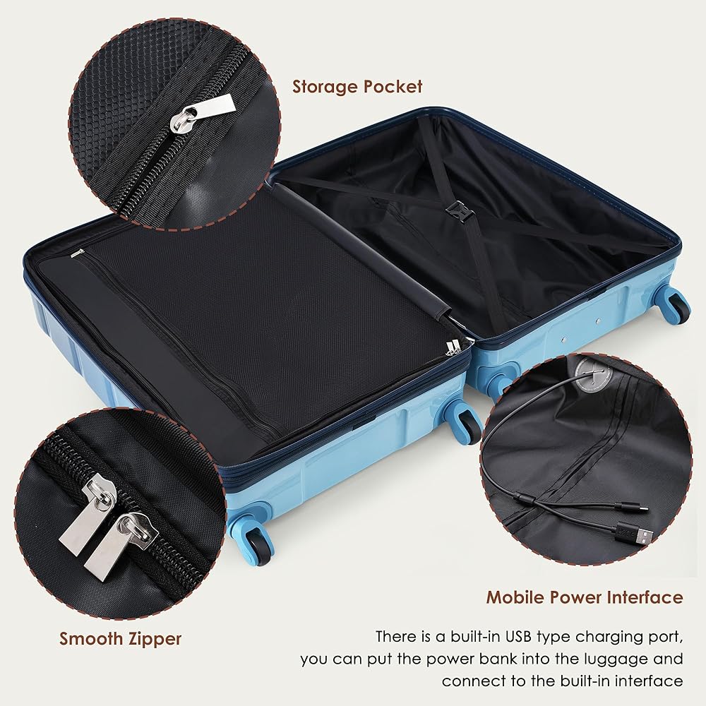 Amazon.com | Merax Luggage Sets 3 Pcs Suit case, ABS Hardside