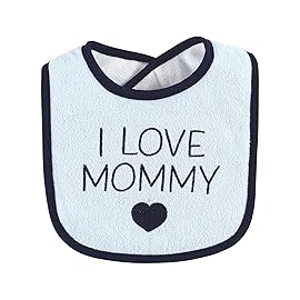 Hudson Baby Unisex Baby Fiber Filled Drooler Bibs 3pk, I Love Mommy Lt. Blue, One Size