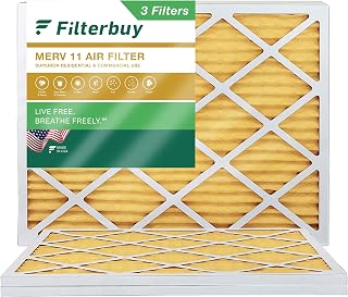Filterbuy 20x25x1 Air Filter MERV 11 Allergen Defense (3-Pack), Pleated HVAC AC Furnace Air Filters Replacement (Actual Size: 19.50 x 24.50 x 0.75 Inches)
