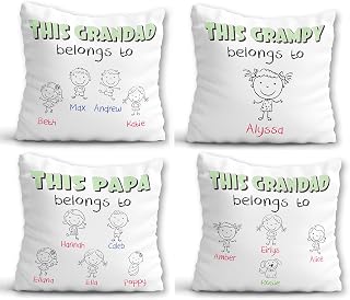 This Grandad Belongs To Cushion - Personalised Grandad Father's Day Gift from Grandchildren - Daddy Dad Grampy Grandpa Pillow - Birthday Gift Gramps Bampy Bampa Pops Papa