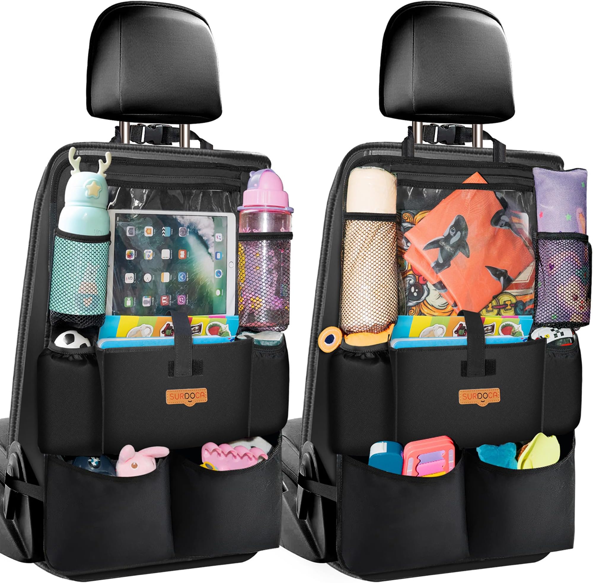 Fioly 2-in-1 Rücksitz Organizer – Mit IPad Fach, Autositz-Schoner & Trittschutz, Aus 900D Polyester