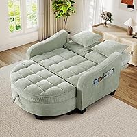 Vista 6 de Silla Chaise Lounge de Interior, Silla de Sofá de Chenilla de Gran Tamaño con Otomana de Almacenamiento y Respaldo Ajustable, Sofá Biplaza Cian