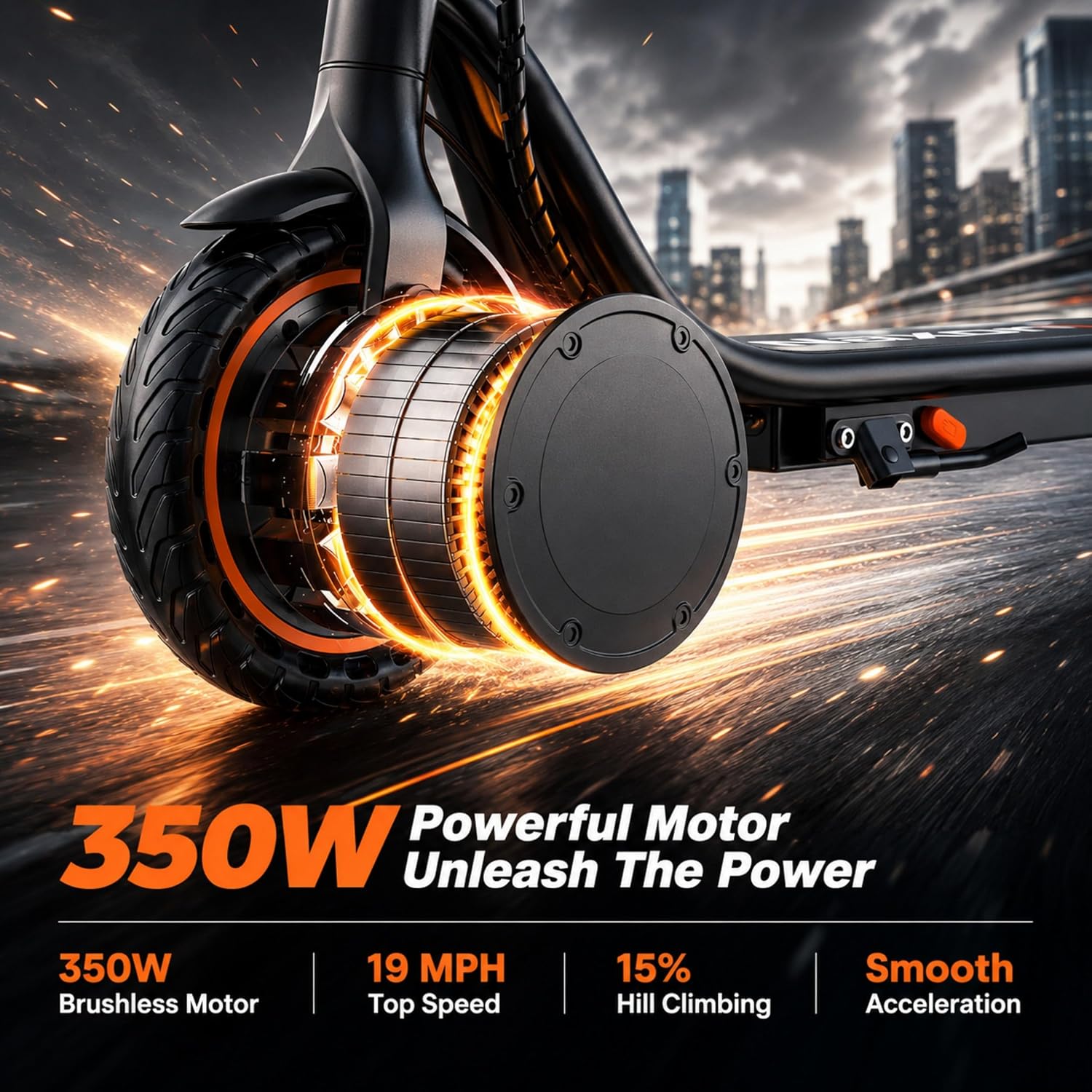 Electric Scooter for Adults, 350W Folding E Scooter with APP, Up to 19MPH & 15 Miles Range, 8.5" Solid Tires, Dual Brake System, Portable Commuter Electric Scooter for Teens and Adults