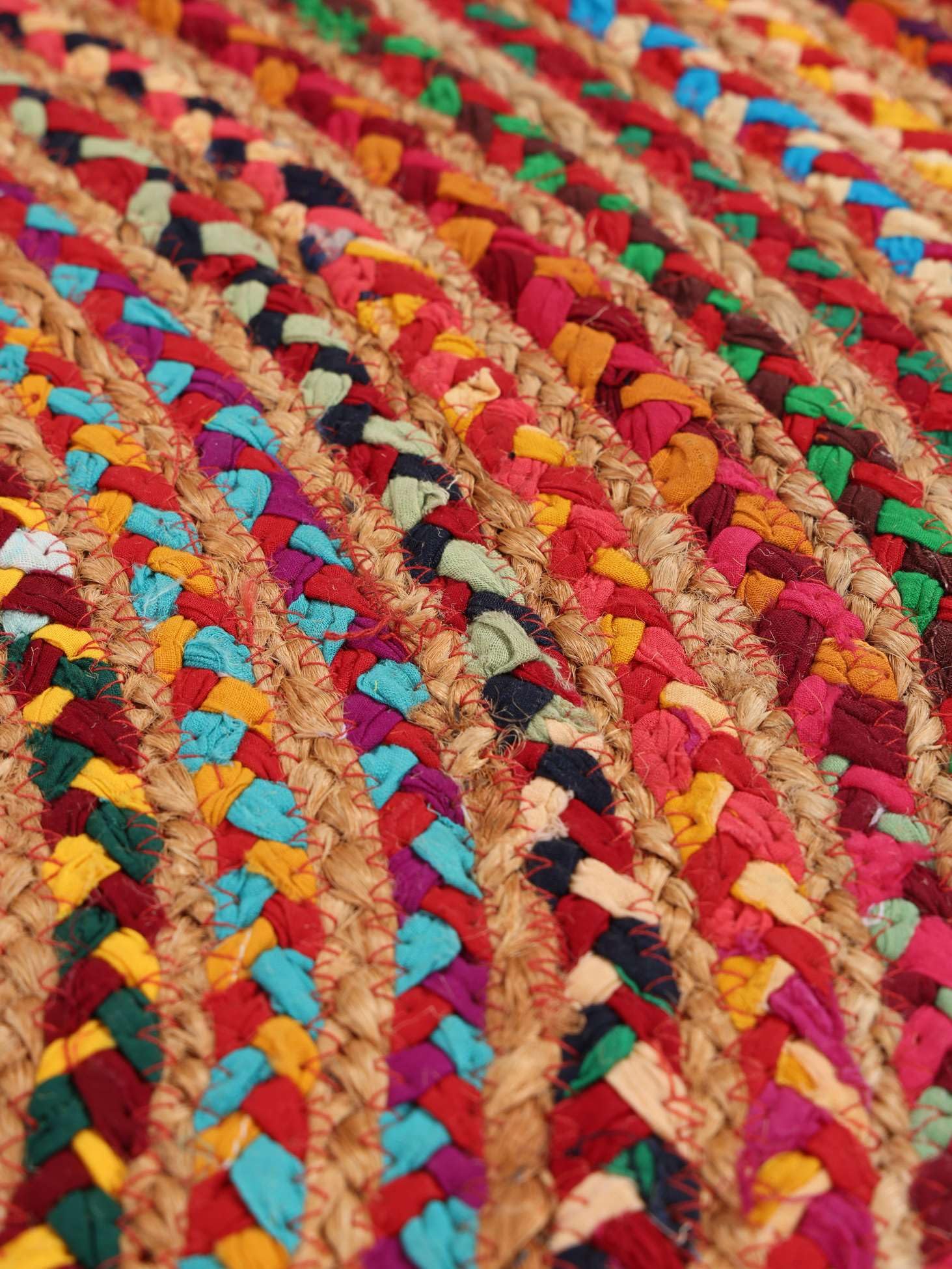 RugVista Solana Dot Jute, Tappeto, Kilim Modern, Ø 150 cm, Rotonda, Pelo medio, Lavabile solo a secco, Certificato Care & Fair, Beige/Multi