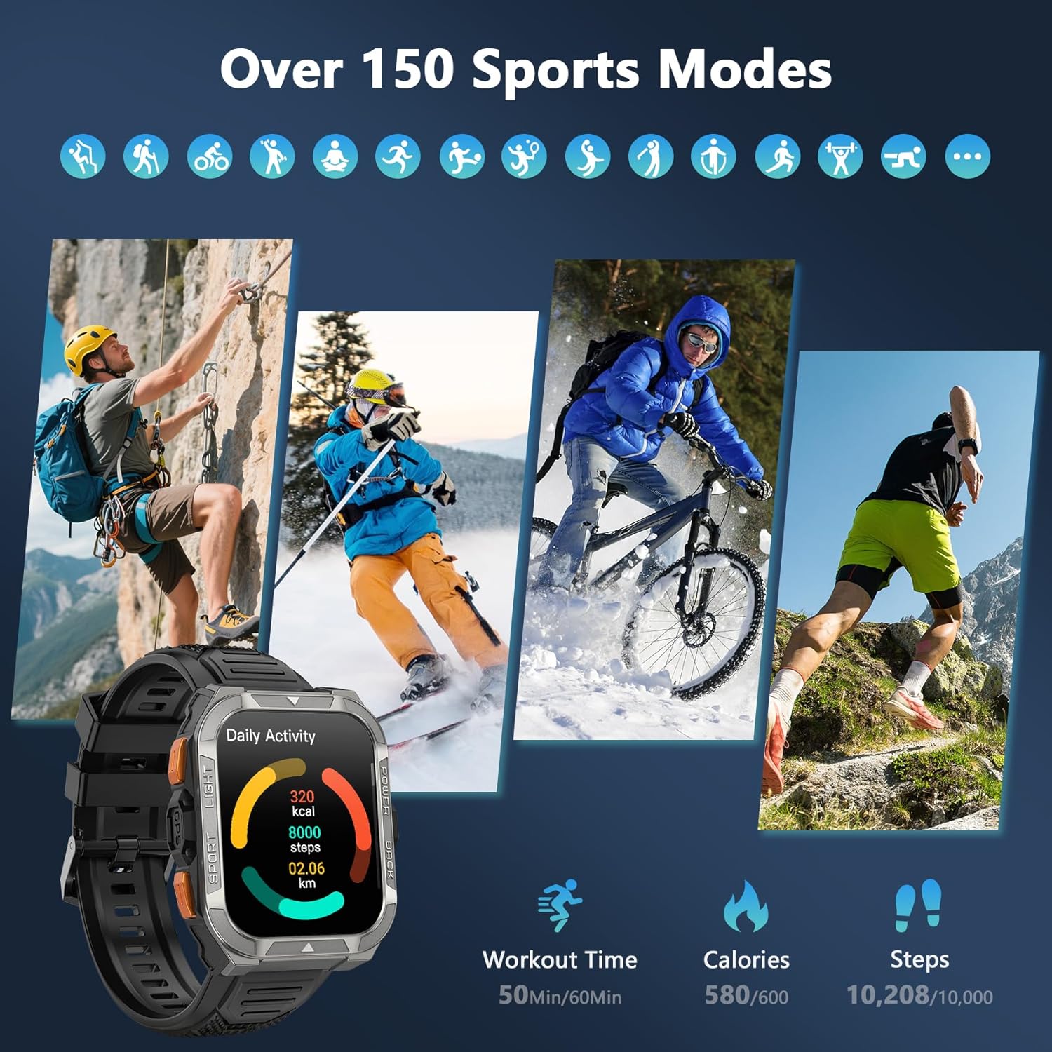 Blackview GPS Smart Watch for Men with ChatGPT, AI Translator, Compass & Flashlight/100-Day Battery/Bluetooth Calling/Health Monitor/100+ Sports,Fitness Tracker for iPhone/Android Phones 9 81NT780v5SL. AC SL1500