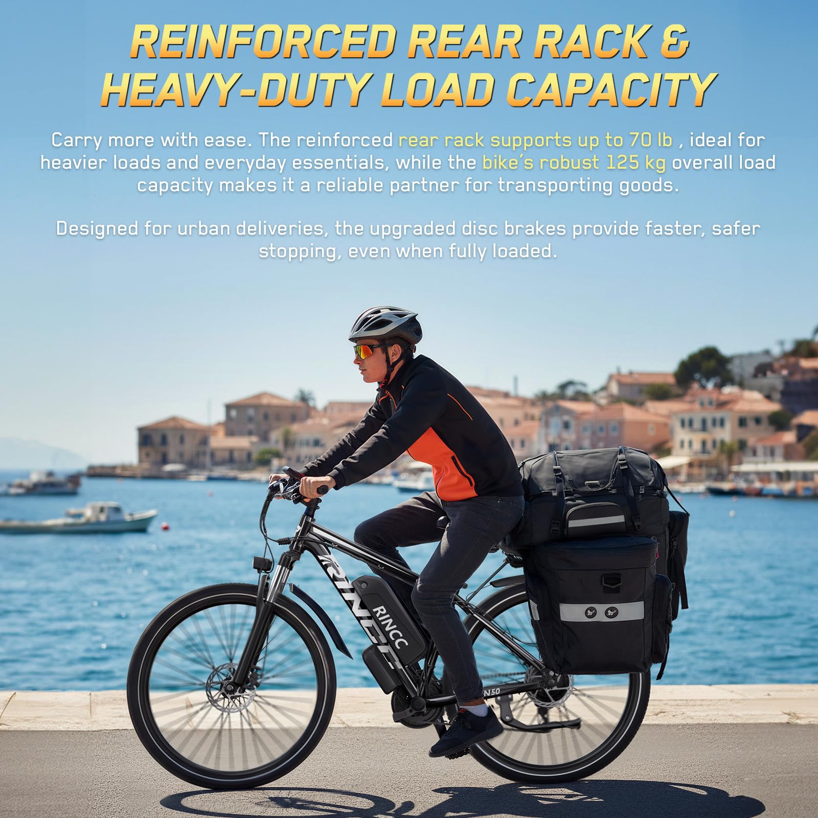 RINCC Bici Elettrica Uomo RN50, 29" Bicicletta Elettrica per Adulti 48V 15Ah Batteria con 21 Velocità con Display LCD a colori, Autonomia fino a 100 km,Motore 250W,APP,Telaio in lega di Alluminio