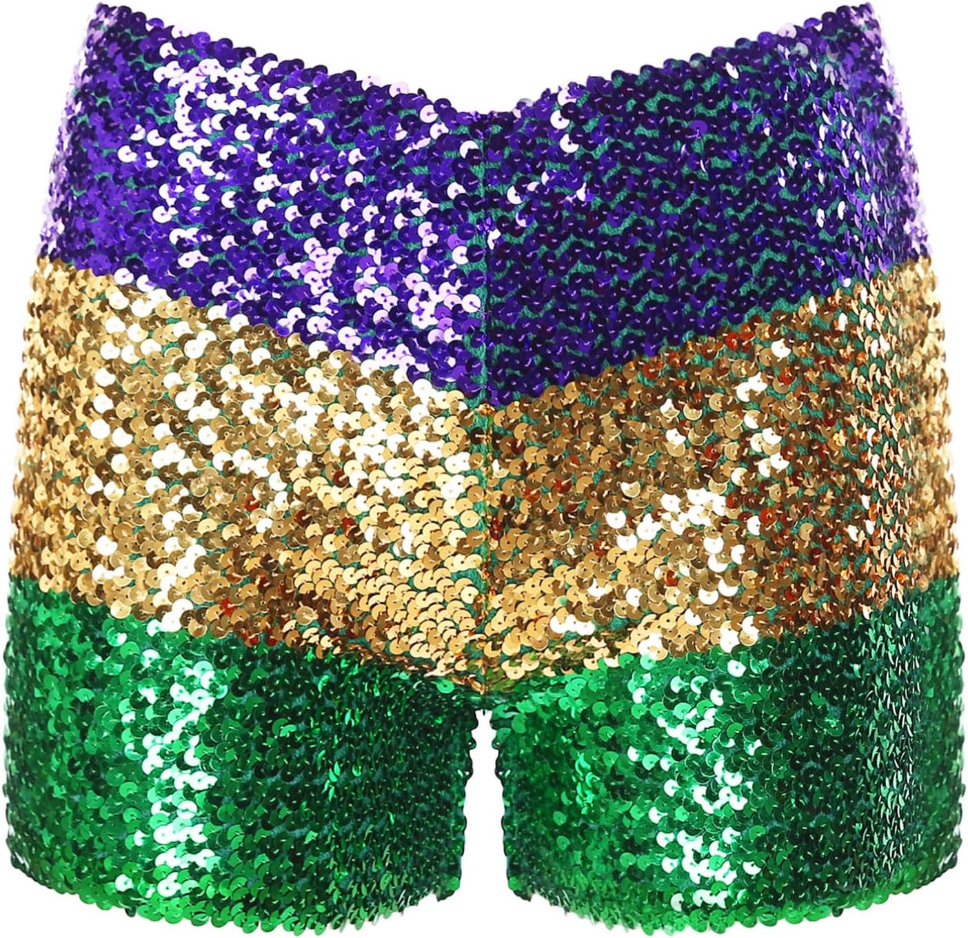 TiaoBug Women's Sequin Sparkle Low Rise Stretchy Hot Shorts for Rave Party Pole Dancing Music Festival Streetwear