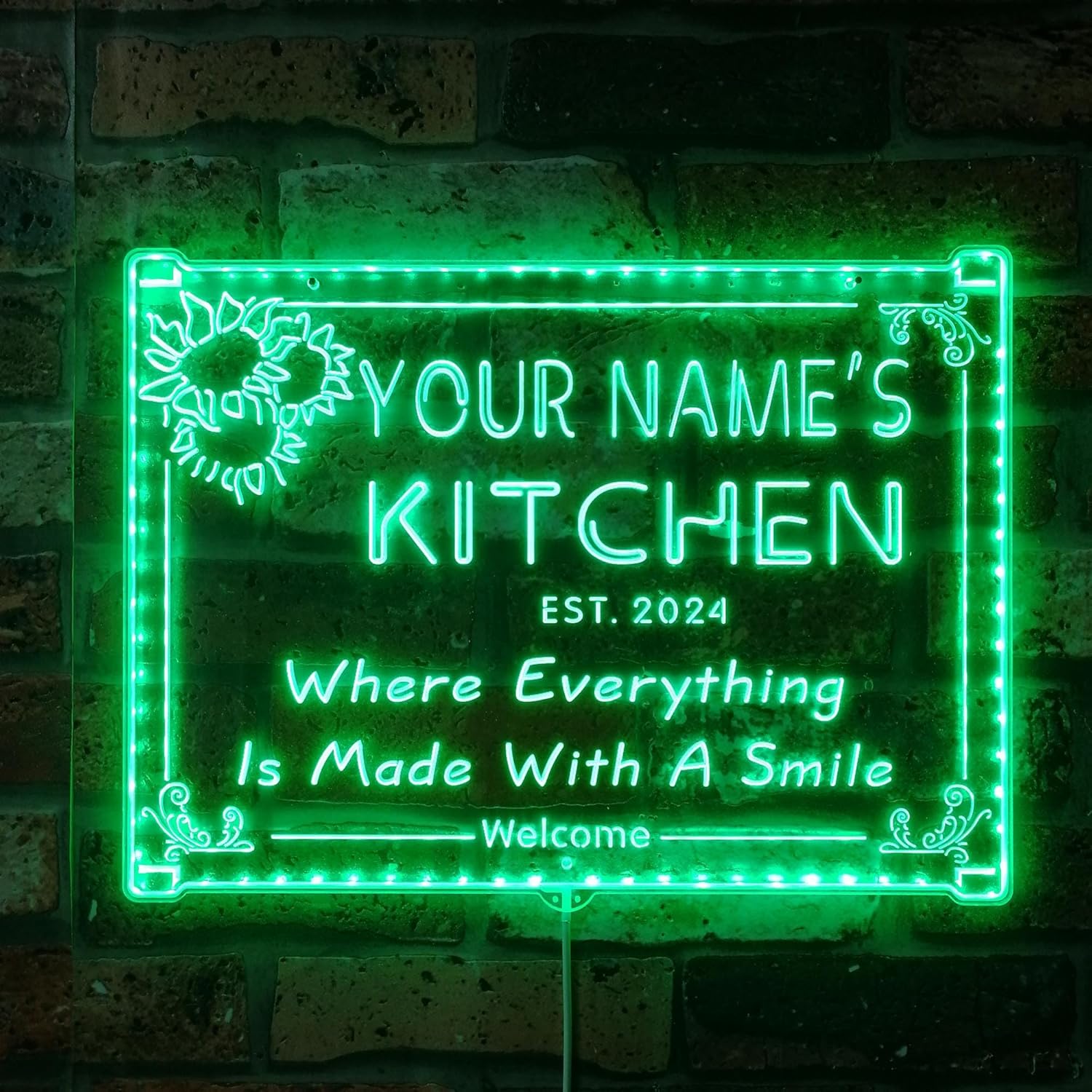 ADVPRO Personalized Your Name Kitchen Flower RGB Dynamic Glam LED Sign - Cut-to-Edge Shape - Smart 3D Decoration - Multicolor Signage st06s32-fnd-ps1-tm-c