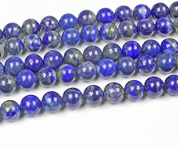 MJDCB 8mm 43 pièces Lapis Lazuli Perle Pierre Naturelle Ronde en Vrac Perles Semi Precieuse pour Fabrication de Bijoux de Bracelets et de Colliers - 4