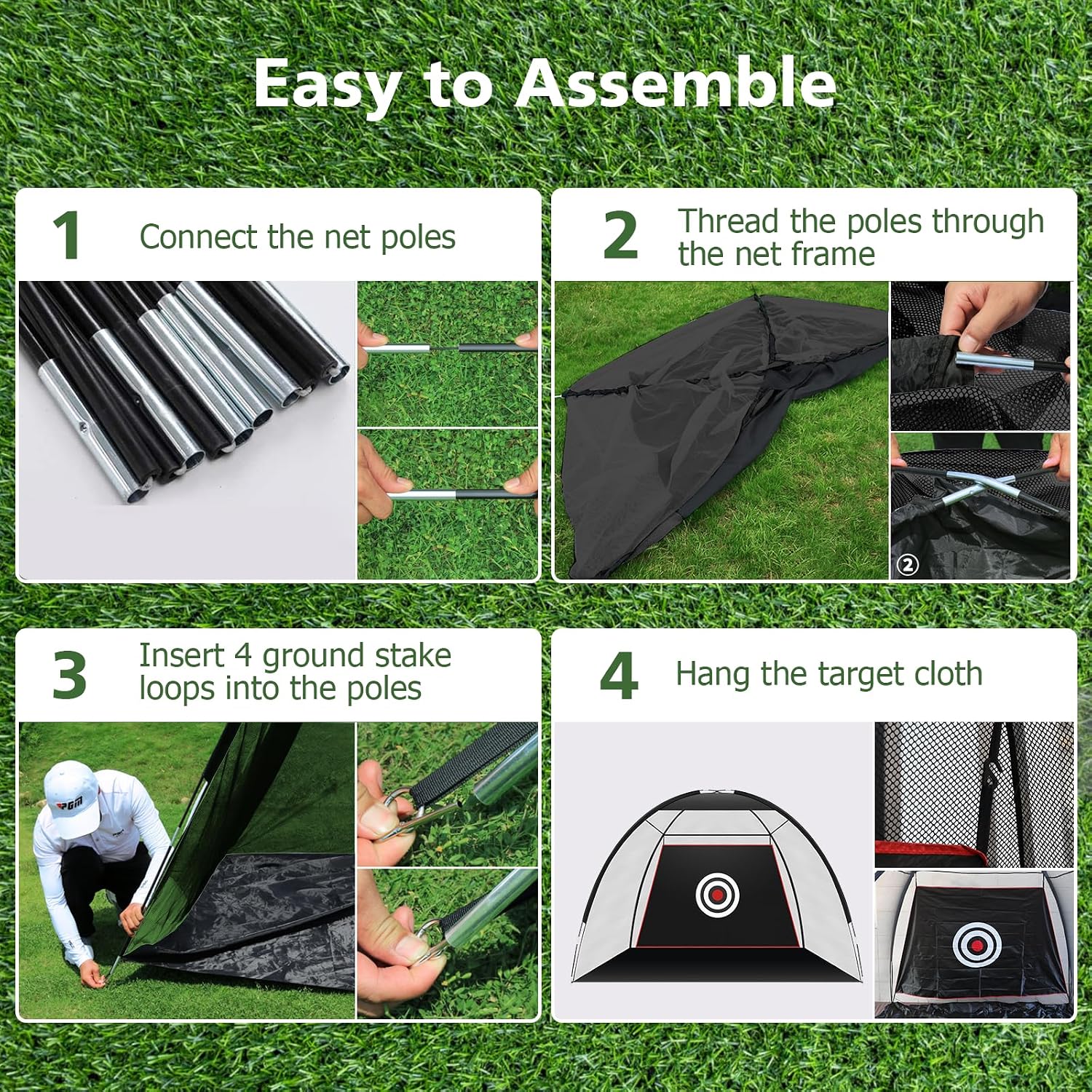 Golf Net - 10x7ft Golf Practice Nets for Backyard Driving with Golf Mat, 11 Golf Tees, 9 Golf Balls, Golf Hitting Training Net for Indoor Outdoor Use - Perfect Golf Training Equipment