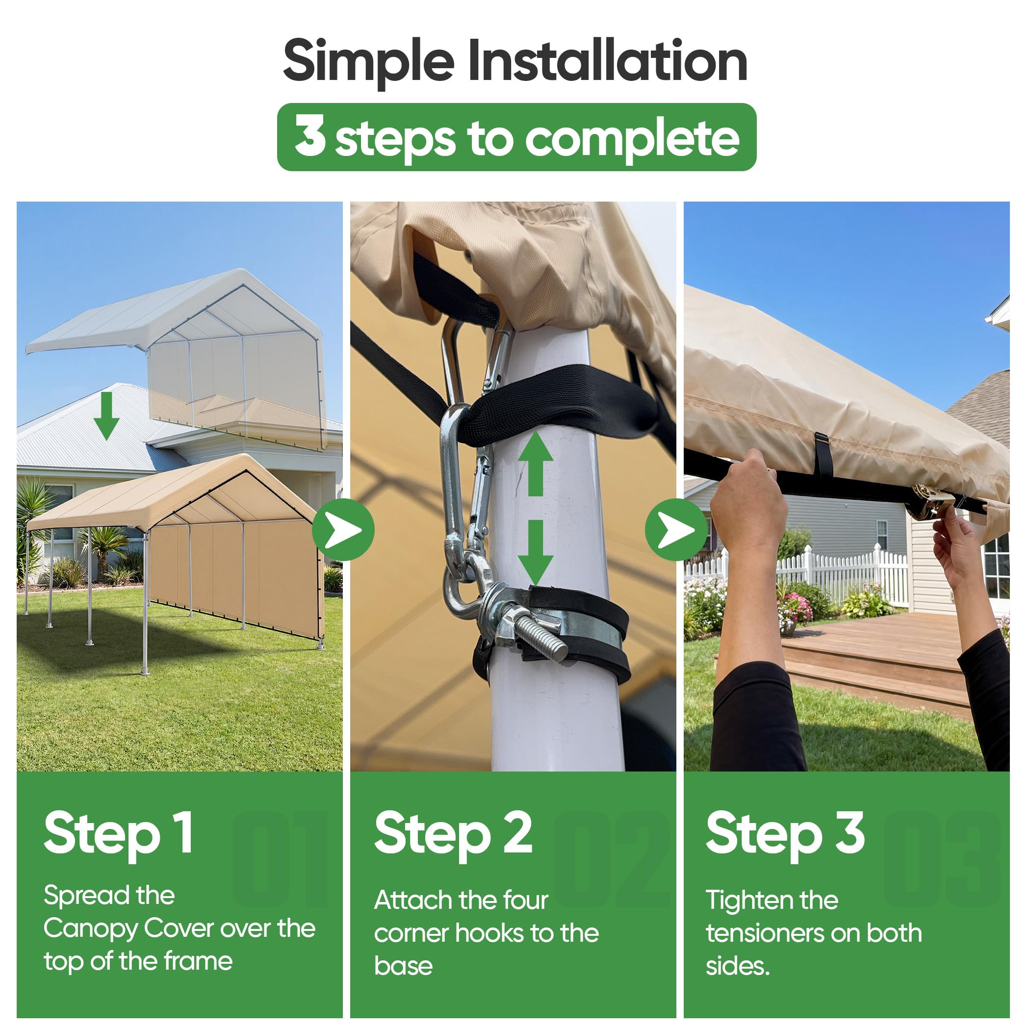 SIHAIAN 10x20 Carport Canopy Cover - Waterproof & UV -4