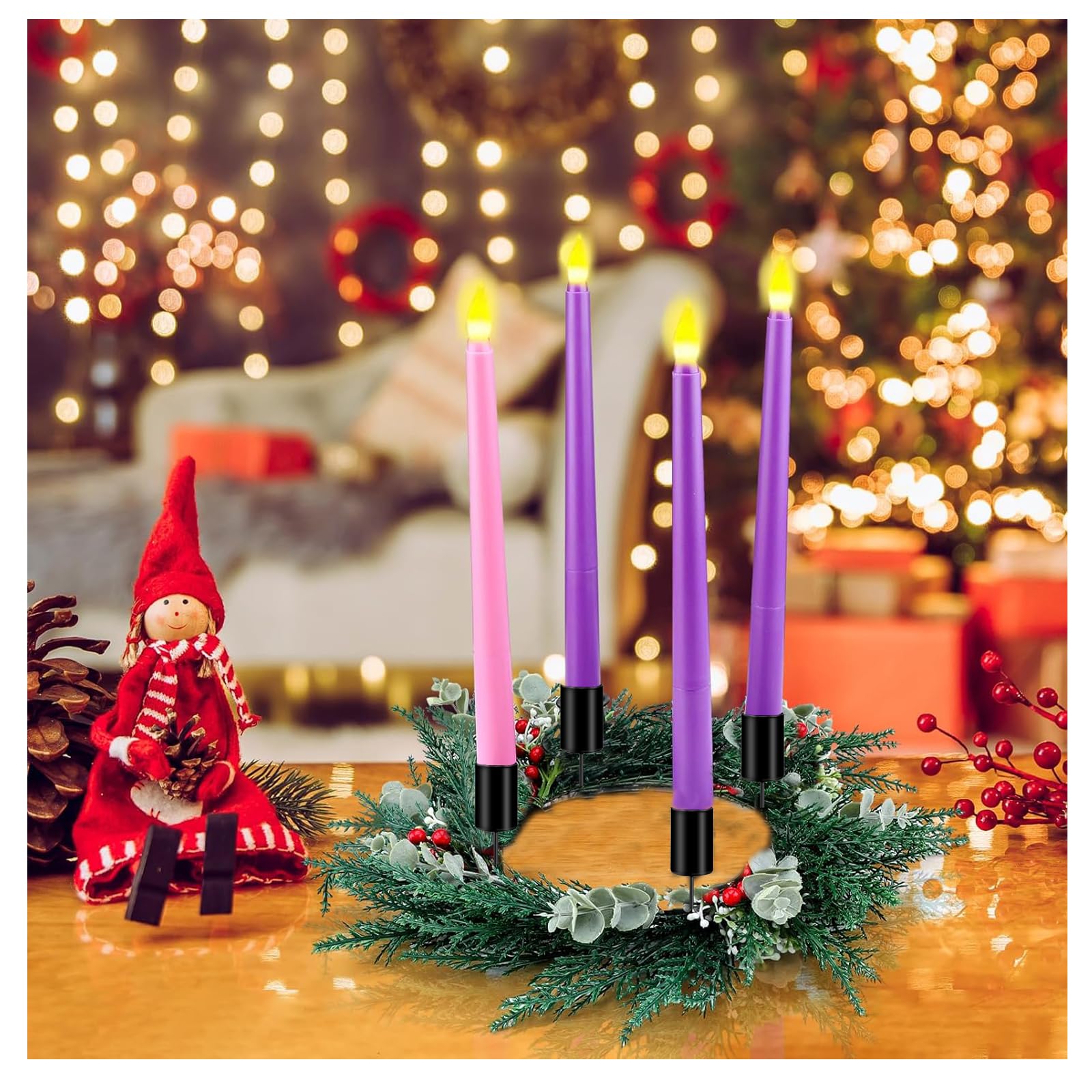 4er Set Kerzenhalter Für Adventskranz – Schwarz, Für Stabkerzen, 2,5 Cm Durchmesser